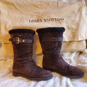 Louis Vuitton Suede Moto Boots